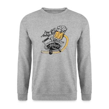 Zapfanlage Bier Twins Bikertreffen - Unisex Pullover - Weißgrau meliert - Vorne - Alina (178cm) & Michal (187cm)