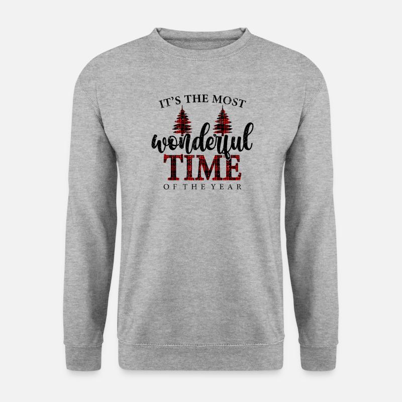 Zeit Plaid Bäume - Unisex Pullover - Weißgrau meliert