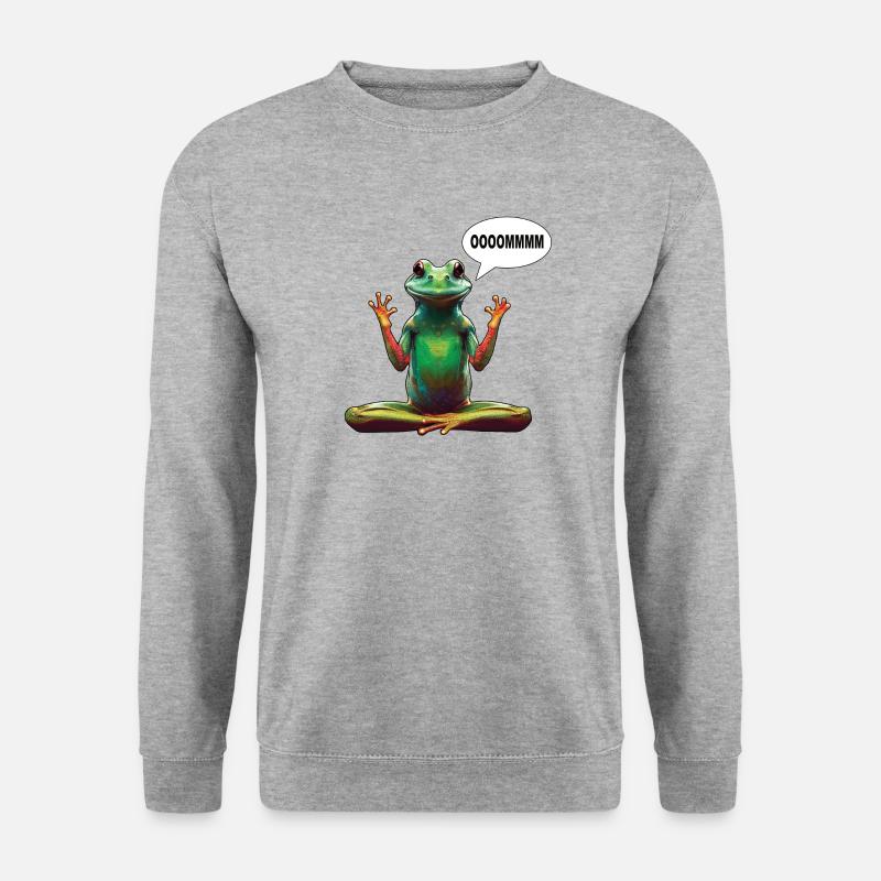 Yoga frog - Unisex Pullover - Weißgrau meliert