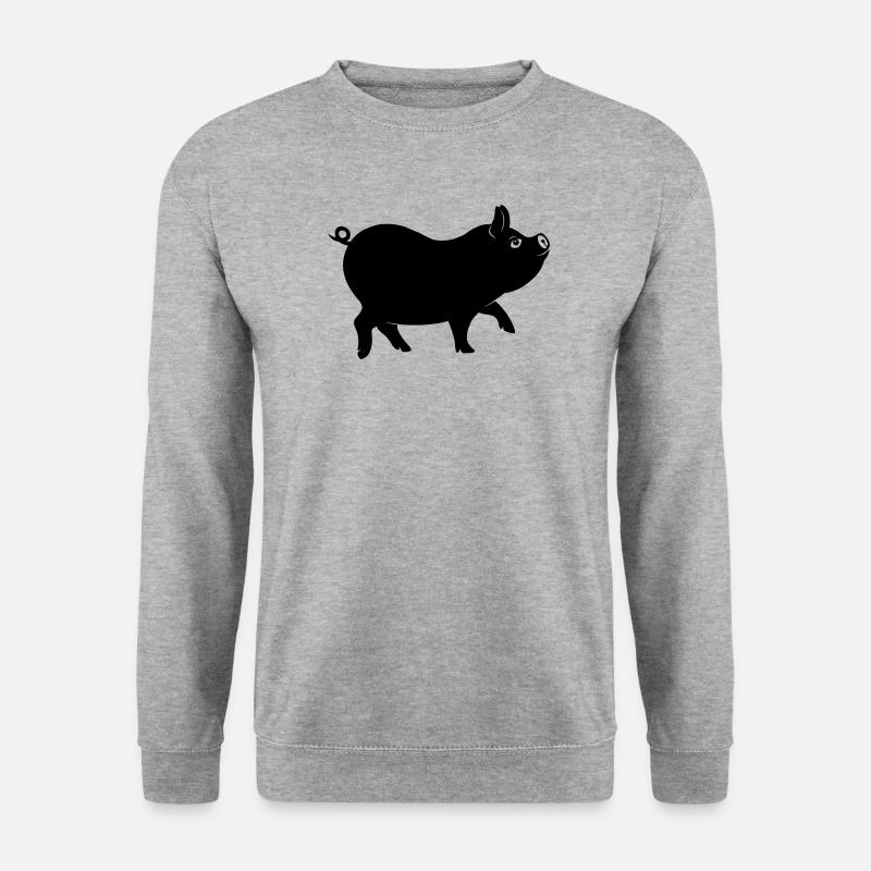 Pig shadow figure with curly tail - Unisex Sweatshirt - salt & pepper