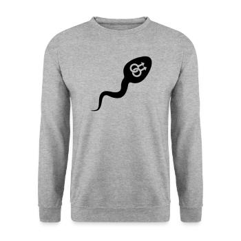 Sperma Sperma homosexuell - Unisex Pullover - Weißgrau meliert - Vorne - Alina (178cm) & Michal (187cm)