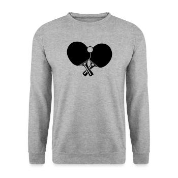 Deux battes de tennis de table croisées avec balle - Sweat-shirt Unisexe - gris chiné - Devant - Alina (178cm) & Michal (187cm)