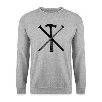 Hammer und Nägel - Unisex Pullover - Weißgrau meliert - Vorne - Alina (178cm) & Michal (187cm)