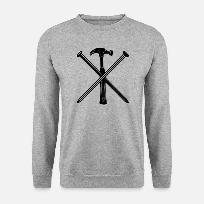 Hammer und Nägel - Unisex Pullover - Weißgrau meliert