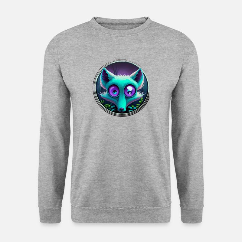 Leuchtender Fuchsschwamm im Fantasystil - Unisex Pullover - Weißgrau meliert