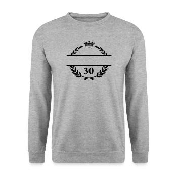 Bannière de nom Lauwerkrans avec le numéro 30 - Sweat-shirt Unisexe - gris chiné - Devant - Alina (178cm) & Michal (187cm)