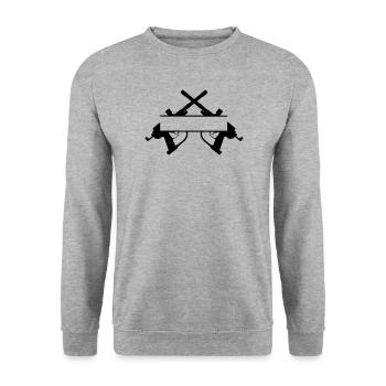 Deux pistolets de paintball croisés logo transparent - Sweat-shirt Unisexe - gris chiné - Devant - Alina (178cm) & Michal (187cm)