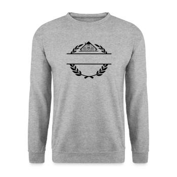 Stolz auf das Farmer-Farm-Logo - Unisex Pullover - Weißgrau meliert - Vorne - Alina (178cm) & Michal (187cm)