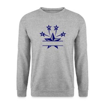 Étoile bleu foncé et gris avec barre entre eux - Sweat-shirt Unisexe - gris chiné - Devant - Alina (178cm) & Michal (187cm)