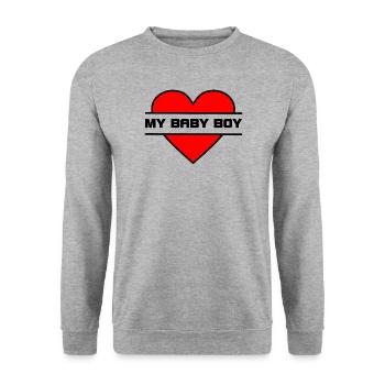 Je t’aime cœur 033 - Sweat-shirt Unisexe - gris chiné - Devant - Alina (178cm) & Michal (187cm)