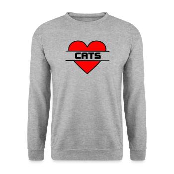 Heart I love cats - Unisex Sweatshirt - salt & pepper - Front - Alina (178cm) & Michal (187cm)
