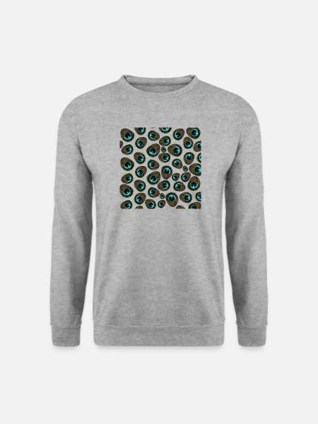 Pfauenfeder Muster Grafik - Unisex Pullover - Weißgrau meliert