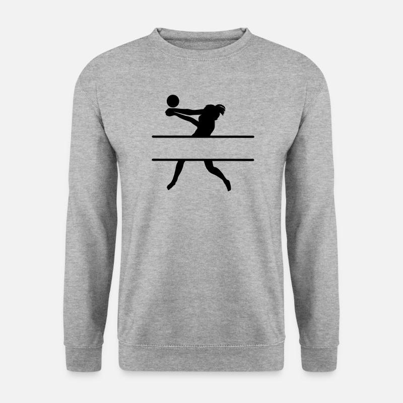 Schattenbild eines Volleyballspielers mit Spieler - Unisex Pullover - Weißgrau meliert