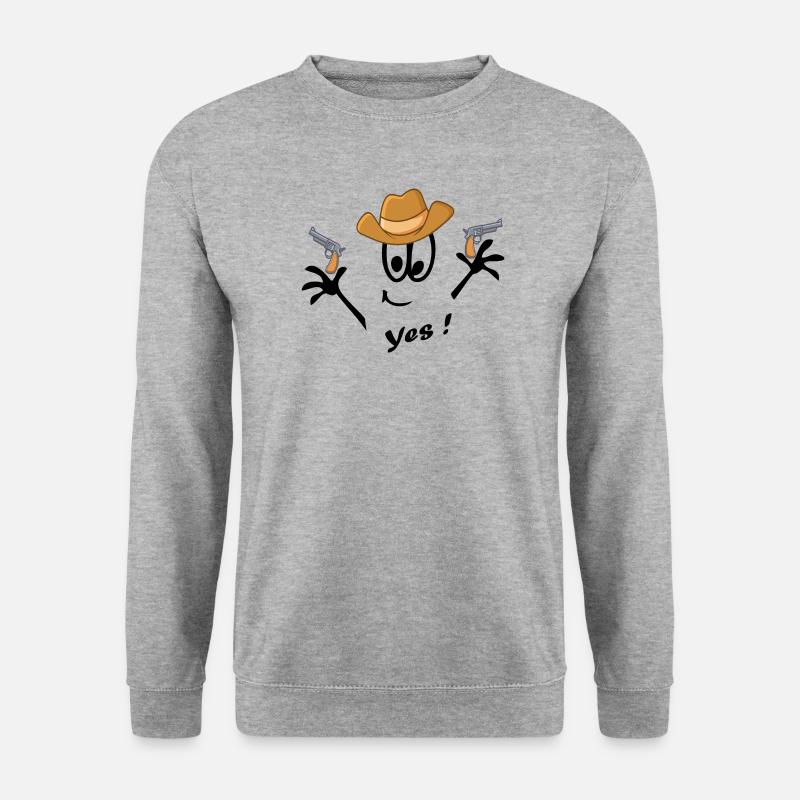 Cowboy, Karneval, Comic - Unisex Pullover - Weißgrau meliert