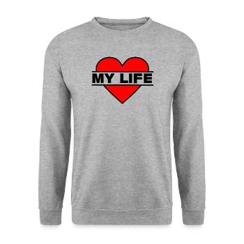 Heart I love my life - Unisex Sweatshirt - salt & pepper - Front - Alina (178cm) & Michal (187cm)
