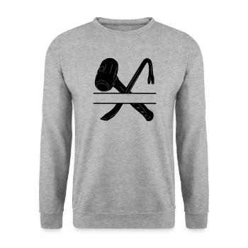 Hammer crowbar crossed and monogram - Unisex Sweatshirt - salt & pepper - Front - Alina (178cm) & Michal (187cm)