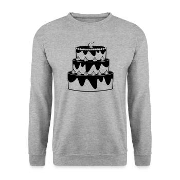Image d’ombre de gâteau d’anniversaire - Sweat-shirt Unisexe - gris chiné - Devant - Alina (178cm) & Michal (187cm)