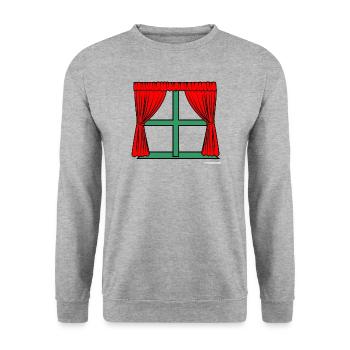 Red curtains green window frame - Unisex Sweatshirt - salt & pepper - Front - Alina (178cm) & Michal (187cm)