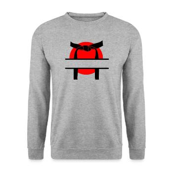 Schwarzer Gürtel japanische Sonne - Unisex Pullover - Weißgrau meliert - Vorne - Alina (178cm) & Michal (187cm)
