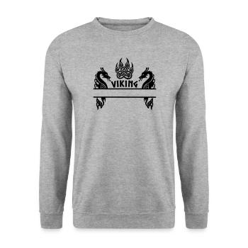 Griffe d’ours viking deux dragons plaque signalétique 8 - Sweat-shirt Unisexe - gris chiné - Devant - Alina (178cm) & Michal (187cm)