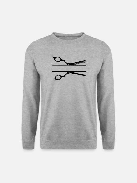 Bannière texte logo coiffeur peigne ciseaux - Sweat-shirt Unisexe - gris chiné