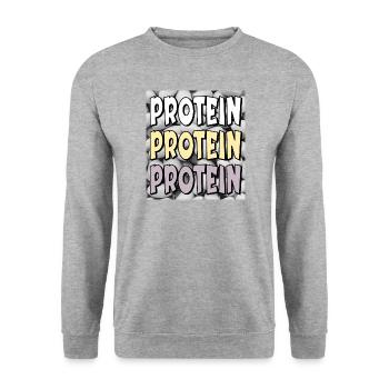 PROTEIN BOHNEN - Unisex Pullover - Weißgrau meliert - Vorne - Alina (178cm) & Michal (187cm)