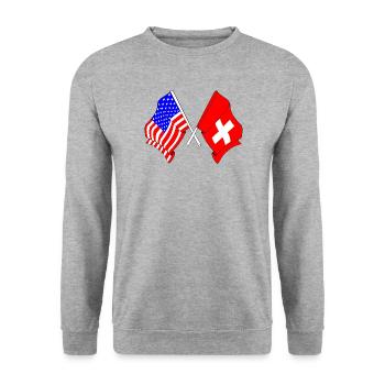 Drapeau des États-Unis et drapeau de la Suisse - Sweat-shirt Unisexe - gris chiné - Devant - Alina (178cm) & Michal (187cm)