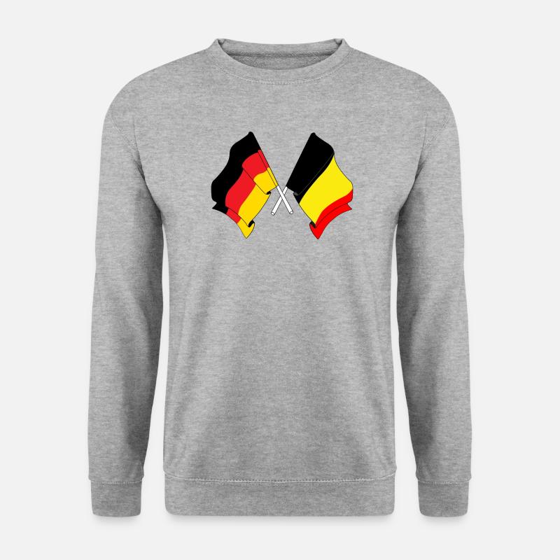 Flagge Deutschlands und Flagge Belgiens - Unisex Pullover - Weißgrau meliert