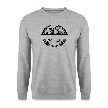 Tiger im Lorbeerkranz Shotokan Karate - Unisex Pullover - Weißgrau meliert - Vorne - Alina (178cm) & Michal (187cm)