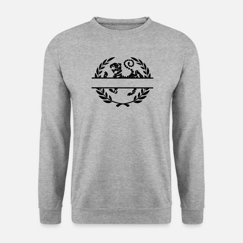 Tiger im Lorbeerkranz Shotokan Karate - Unisex Pullover - Weißgrau meliert