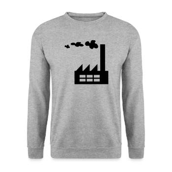 Factory logo with smoke - Unisex Sweatshirt - salt & pepper - Front - Alina (178cm) & Michal (187cm)
