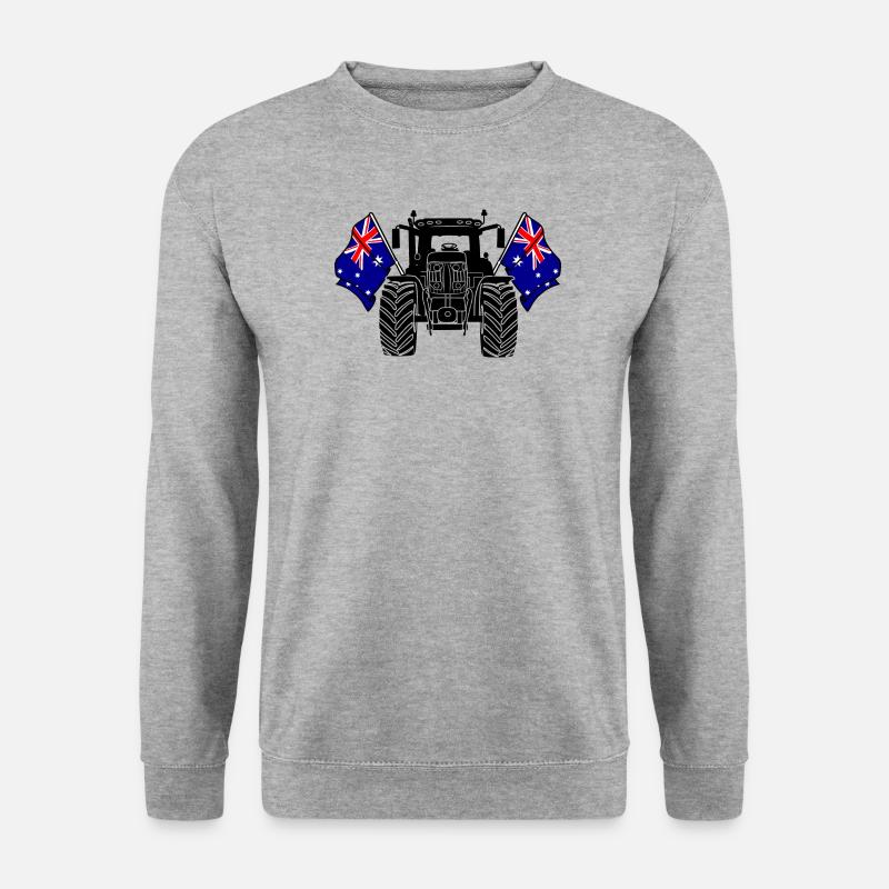 Traktor zwei Flaggen Australien - Unisex Pullover - Weißgrau meliert