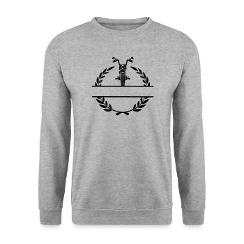 Motorsport chopper motorcycle in laurel wreath - Unisex Sweatshirt - salt & pepper - Front - Alina (178cm) & Michal (187cm)