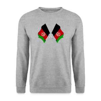 Two flags crossed of Afghanistan - Unisex Sweatshirt - salt & pepper - Front - Alina (178cm) & Michal (187cm)