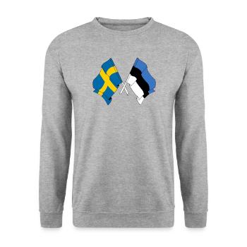 Flagge Schweden, Flagge Estland - Unisex Pullover - Weißgrau meliert - Vorne - Alina (178cm) & Michal (187cm)