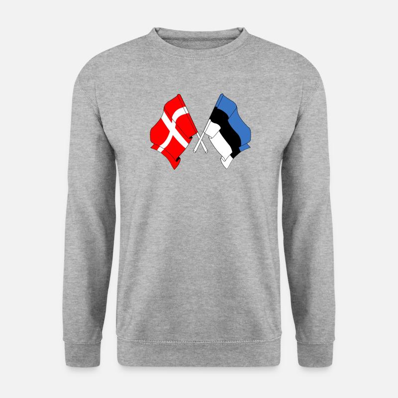 Flagge Dänemark Flagge Estland - Unisex Pullover - Weißgrau meliert