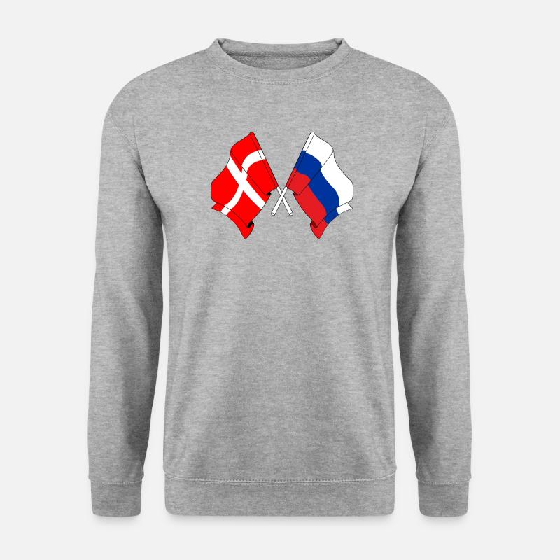 Drapeau Danemark, drapeau Russie - Sweat-shirt Unisexe - gris chiné