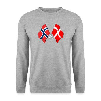Flagge Norwegen, Flagge Dänemark - Unisex Pullover - Weißgrau meliert - Vorne - Alina (178cm) & Michal (187cm)