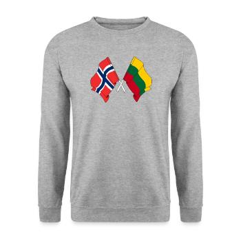 Flagge Norwegen, Flagge Litauen - Unisex Pullover - Weißgrau meliert - Vorne - Alina (178cm) & Michal (187cm)