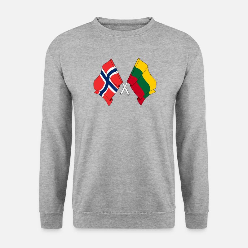 Flagge Norwegen, Flagge Litauen - Unisex Pullover - Weißgrau meliert