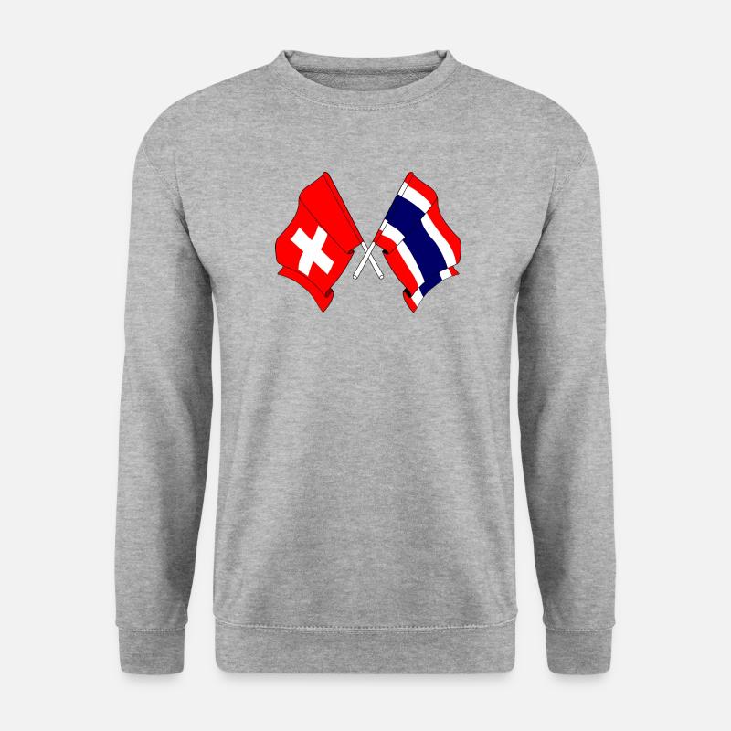 Flagge Schweiz Thailand - Unisex Pullover - Weißgrau meliert