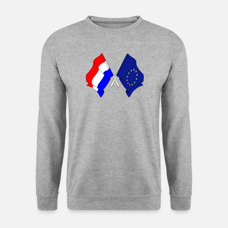 Flagge Niederlande, Flagge Europa - Unisex Pullover - Weißgrau meliert