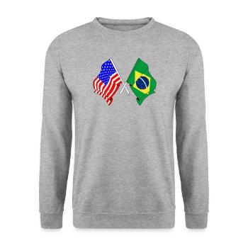Flag USA and Brazil flag - Unisex Sweatshirt - salt & pepper - Front - Alina (178cm) & Michal (187cm)