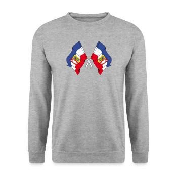Two flags Schleswig Holstein - Unisex Sweatshirt - salt & pepper - Front - Alina (178cm) & Michal (187cm)