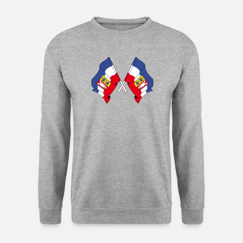 Zwei Flaggen Schleswig Holstein - Unisex Pullover - Weißgrau meliert