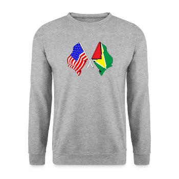 Drapeau des États-Unis et drapeau de la Guyane - Sweat-shirt Unisexe - gris chiné - Devant - Alina (178cm) & Michal (187cm)