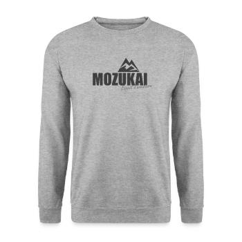 Logo gris MOZUKAI OFFICIEL - Sweat-shirt Unisexe - gris chiné - Devant - Alina (178cm) & Michal (187cm)