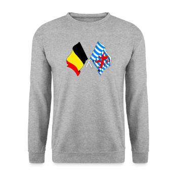 Flag of Belgium, Luxembourg - Unisex Sweatshirt - salt & pepper - Front - Alina (178cm) & Michal (187cm)