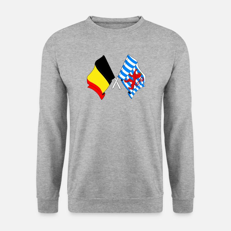 Flagge von Belgien, Luxemburg - Unisex Pullover - Weißgrau meliert