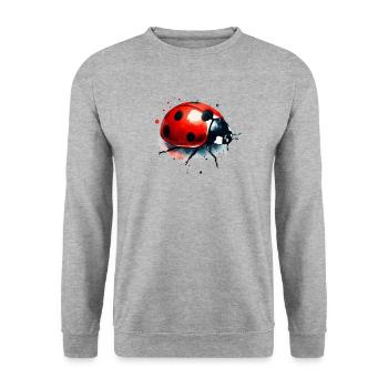 Marienkäfer Aquarell Natur für Gartenliebhaber - Unisex Pullover - Weißgrau meliert - Vorne - Alina (178cm) & Michal (187cm)